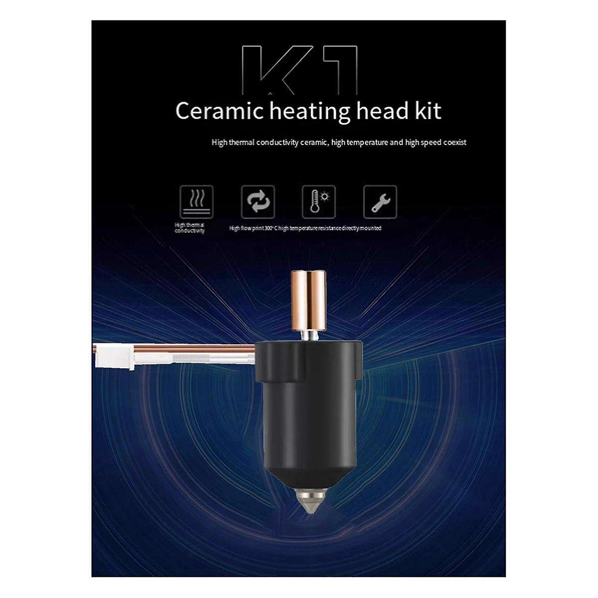 K1 Ceramic Heating Block Kit 300C High Tem Flow Printing Uniform Feeding 60W Heating for K1/K1 MAX