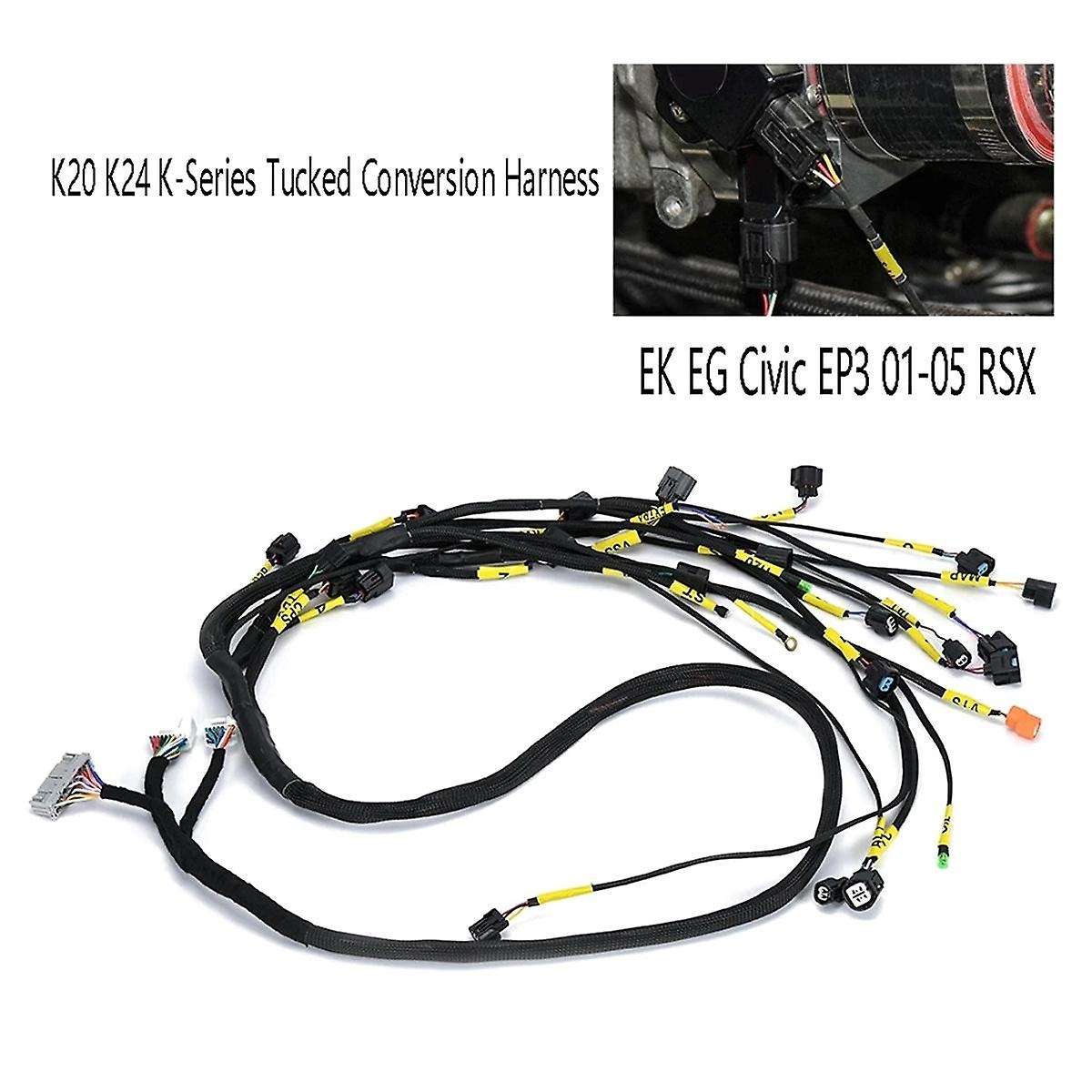K20 K24 K-series Tucked Conversion Harness Engine Harness for K-swap Crx Ek Eg Ep3 01-05 Rsx