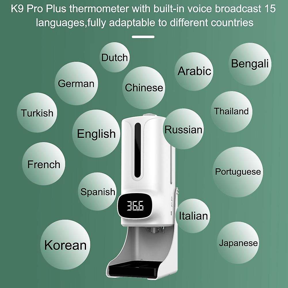 K9 Wall-Mounted Thermometer with Soap Dispenser,with Alarm,Suitable for Use in Offices,Schools and