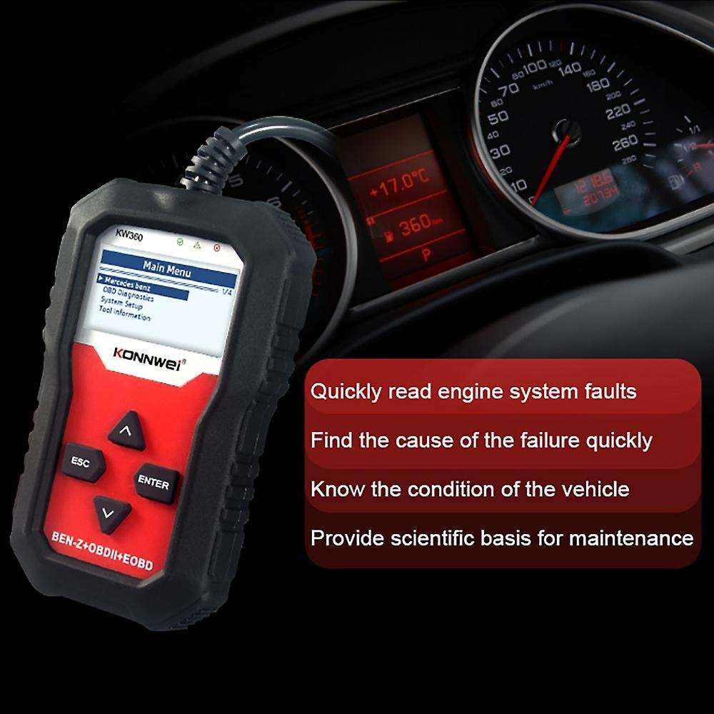 KW360 for Full-Function Car Vehicle Fault Scanner ABS Brake System Scanner Car Diagnose Tool Car OBD
