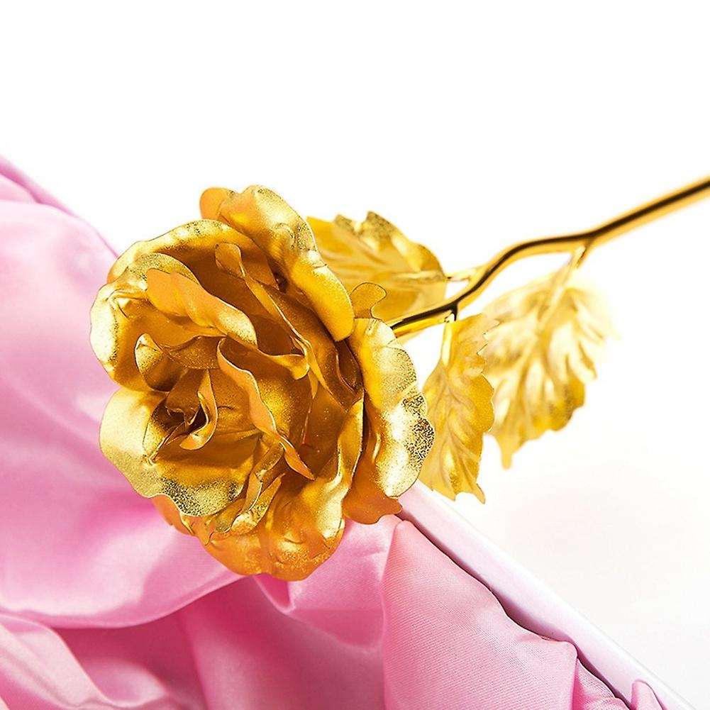 Large 24K Gold Plated Foil Rose Vase Ornament Tanabata Valentine's Day Gift