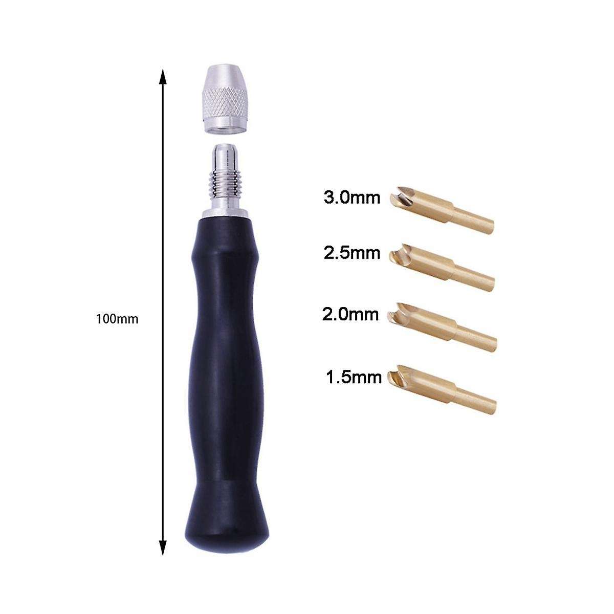 Leather Edge Creaser Set with 4 Replaceable Brass Head 1.5-2-2.5-3mm Press Sealing Machine Edge Mark