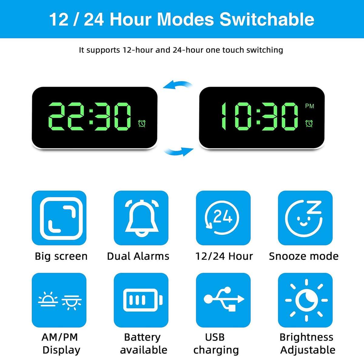 Led Alarm Clock Digital Desk Clock Electronic Clock Usb Chargers Snooze Function Clock Home Decor (