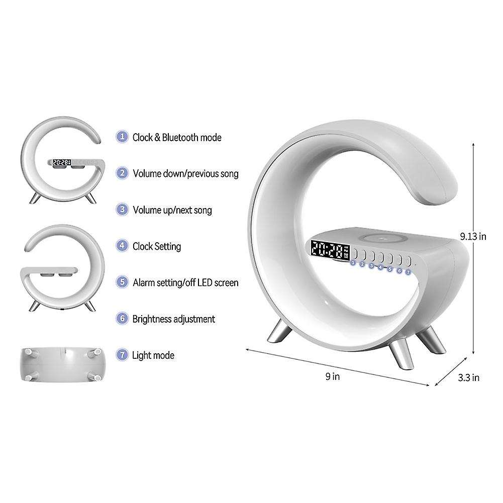 Led Atmosphere Rgb Light Multifunctional Wireless Charger Alarm Clocks Speaker App Control for Us P