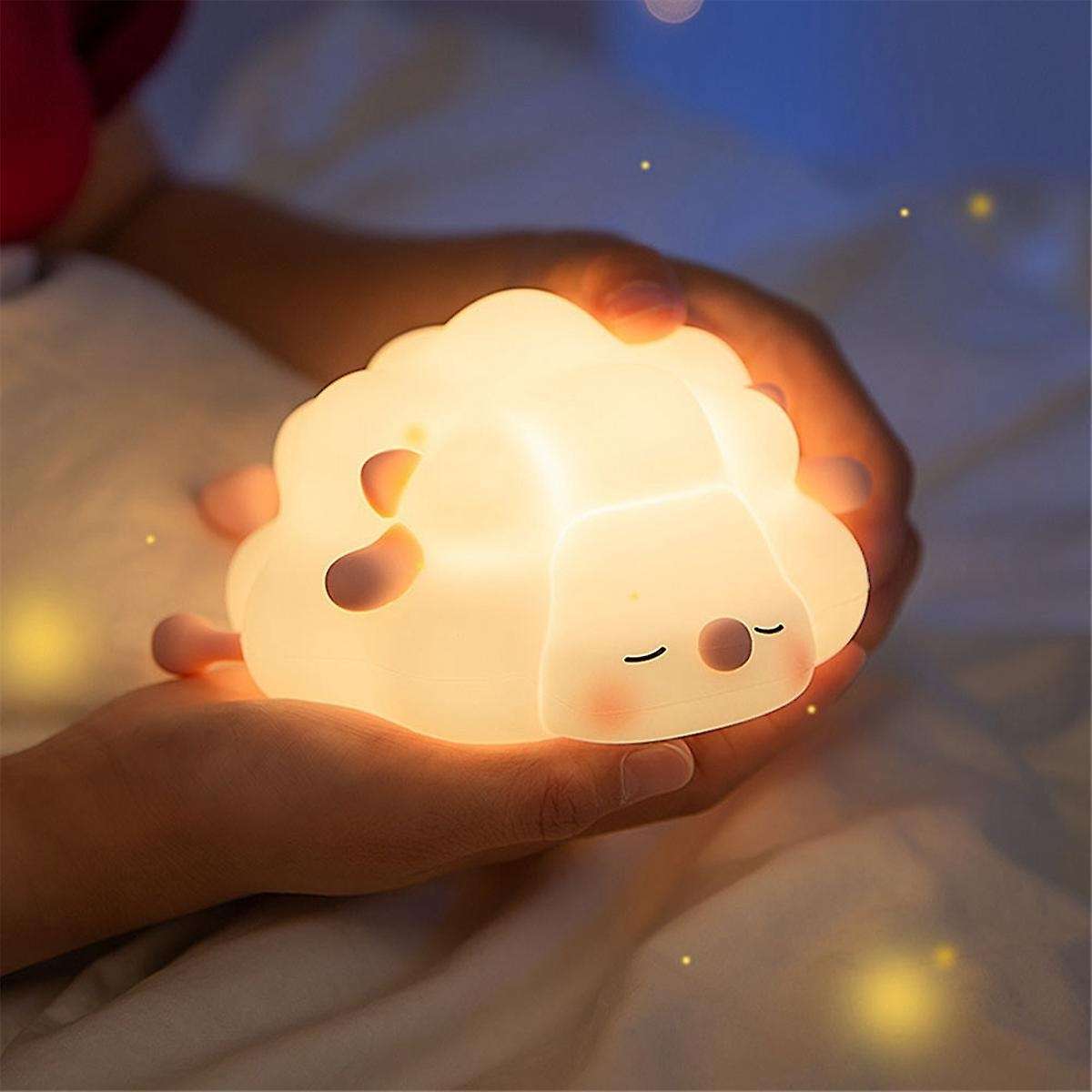 LED Cute Sheep Night Light USB Silicone Night Lamp Rechargeable Touch Sensor Nightlight Sheep Lamp