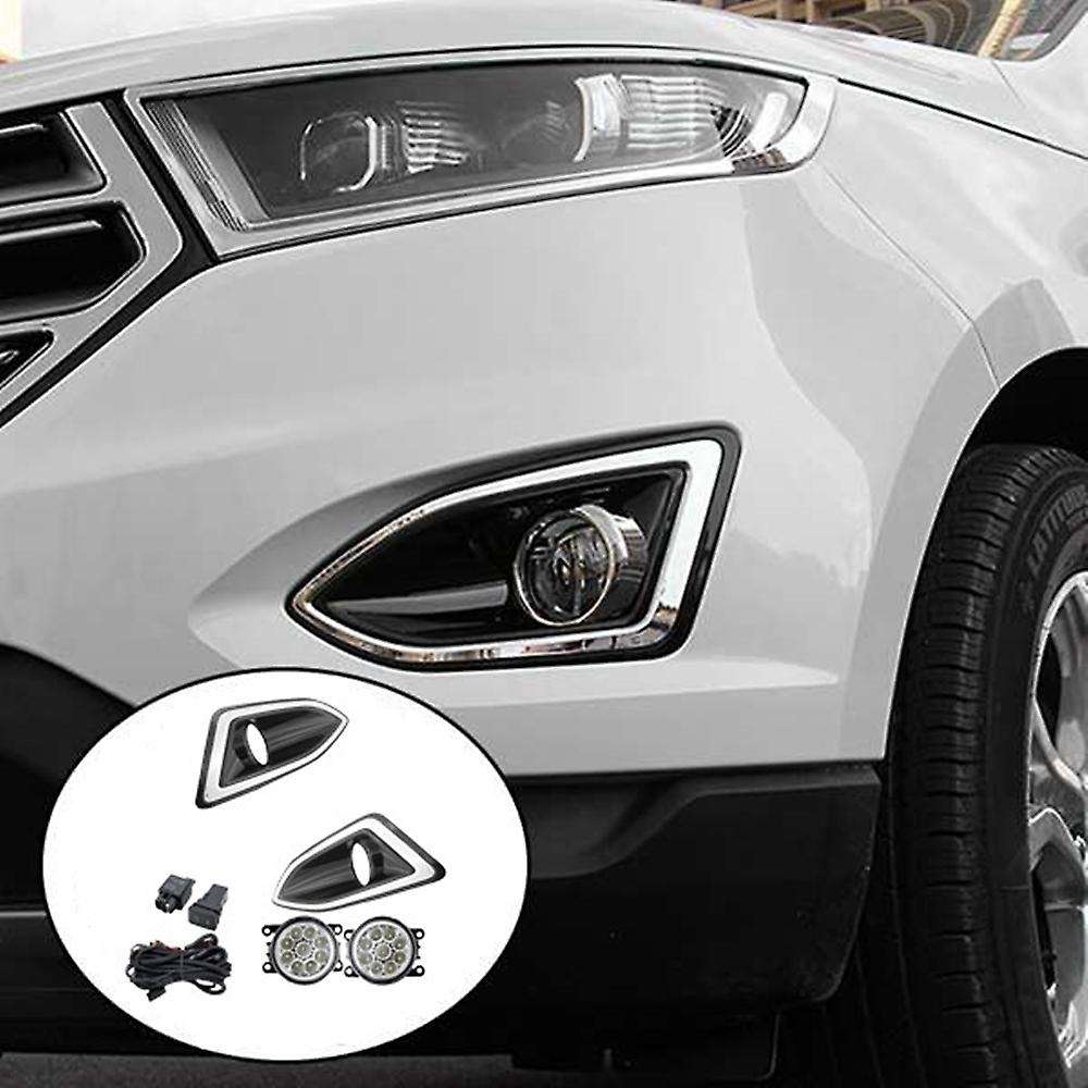 LED Fog Light Headlight Chrome Fog Lamp Cover Grill Bezel Switch Foglights Assembly for Edge 2015-20