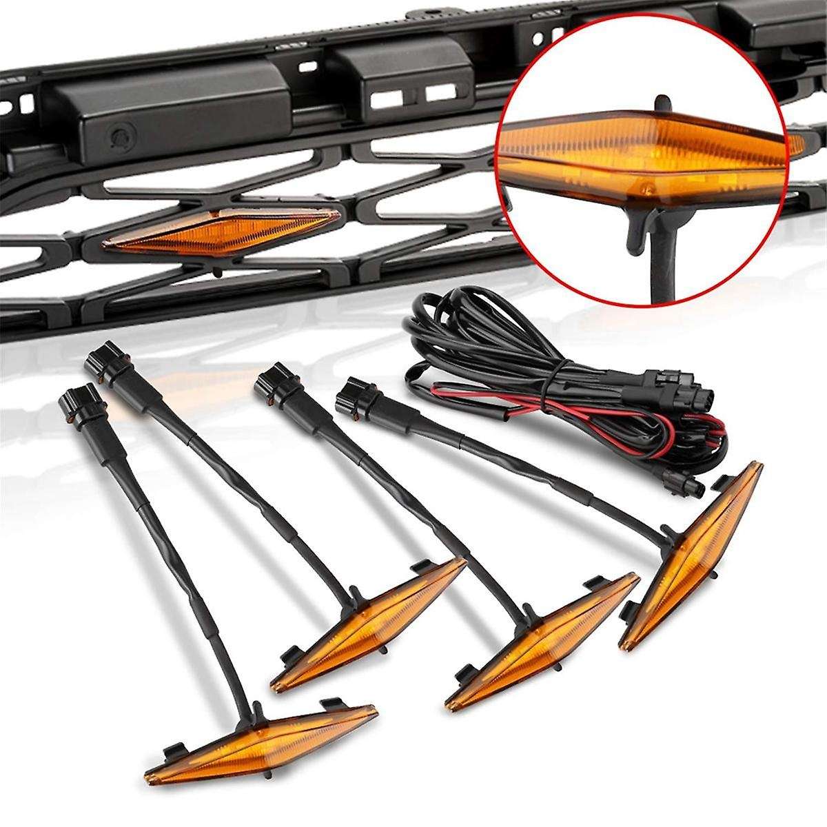 Led Grill Lights for 4runner Pro 2014-2023 Grille, Led Amber Lights with Fuse and Instruction, 4 Pc