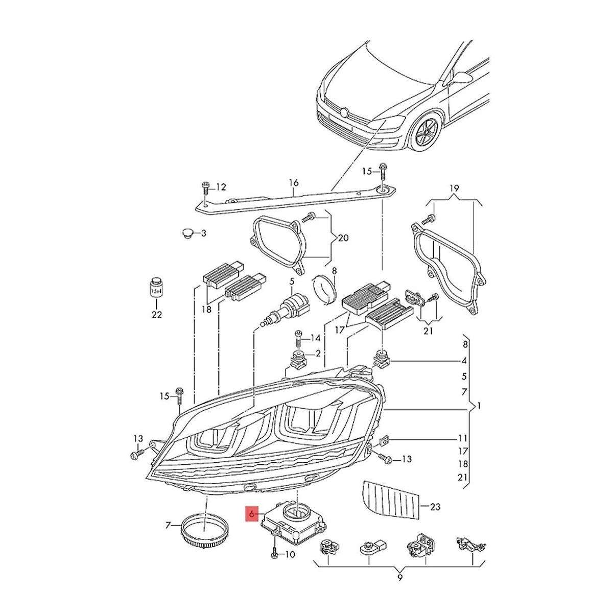 LED Head Light Lamp Ballast Control Module 5F0941472 L90005488 for Seat ST 3RD Headlight Module 5F09