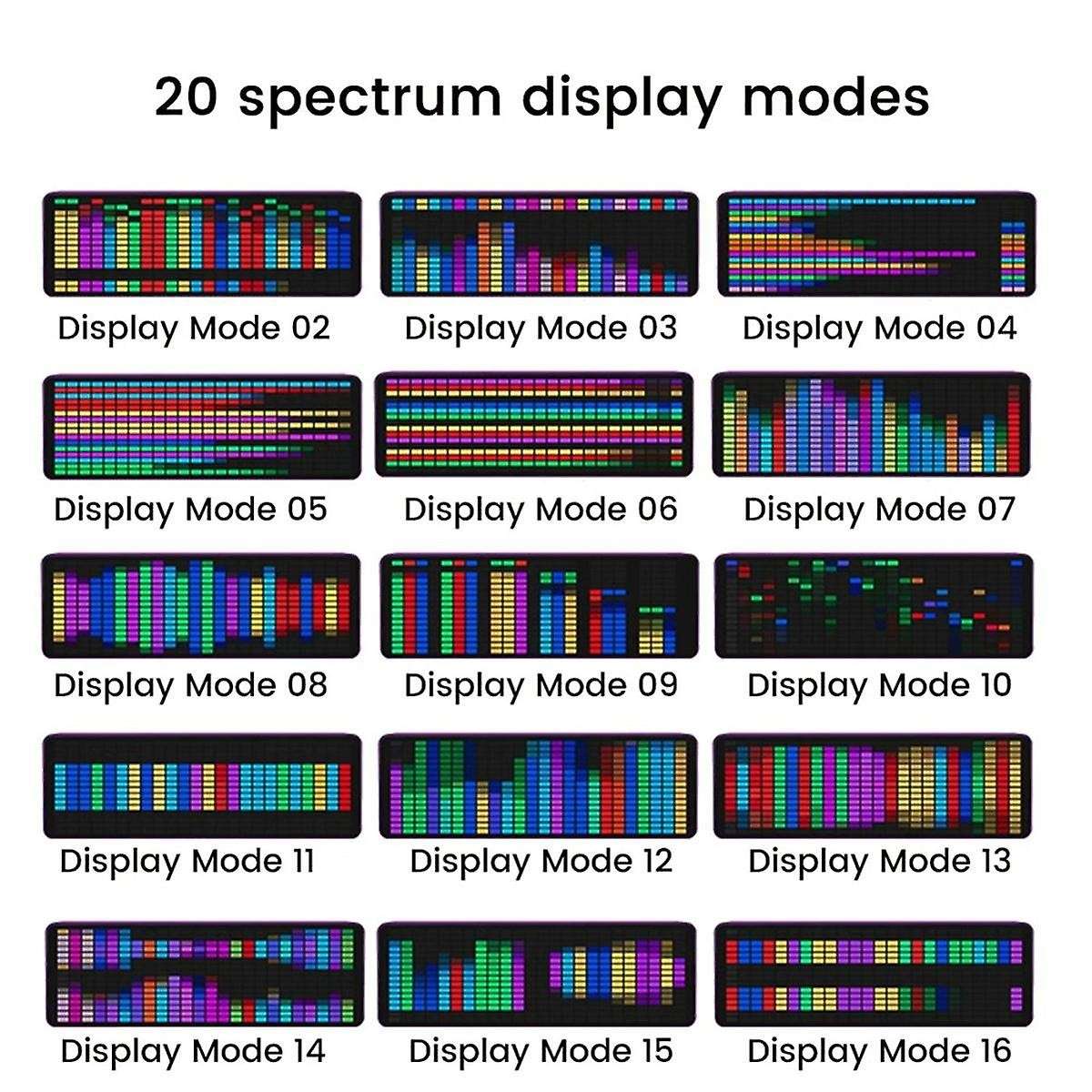 LED Music Spectrum Display RGB Light Colorful Spectrum Pickup Atmosphere Lamp Voice Control Level In