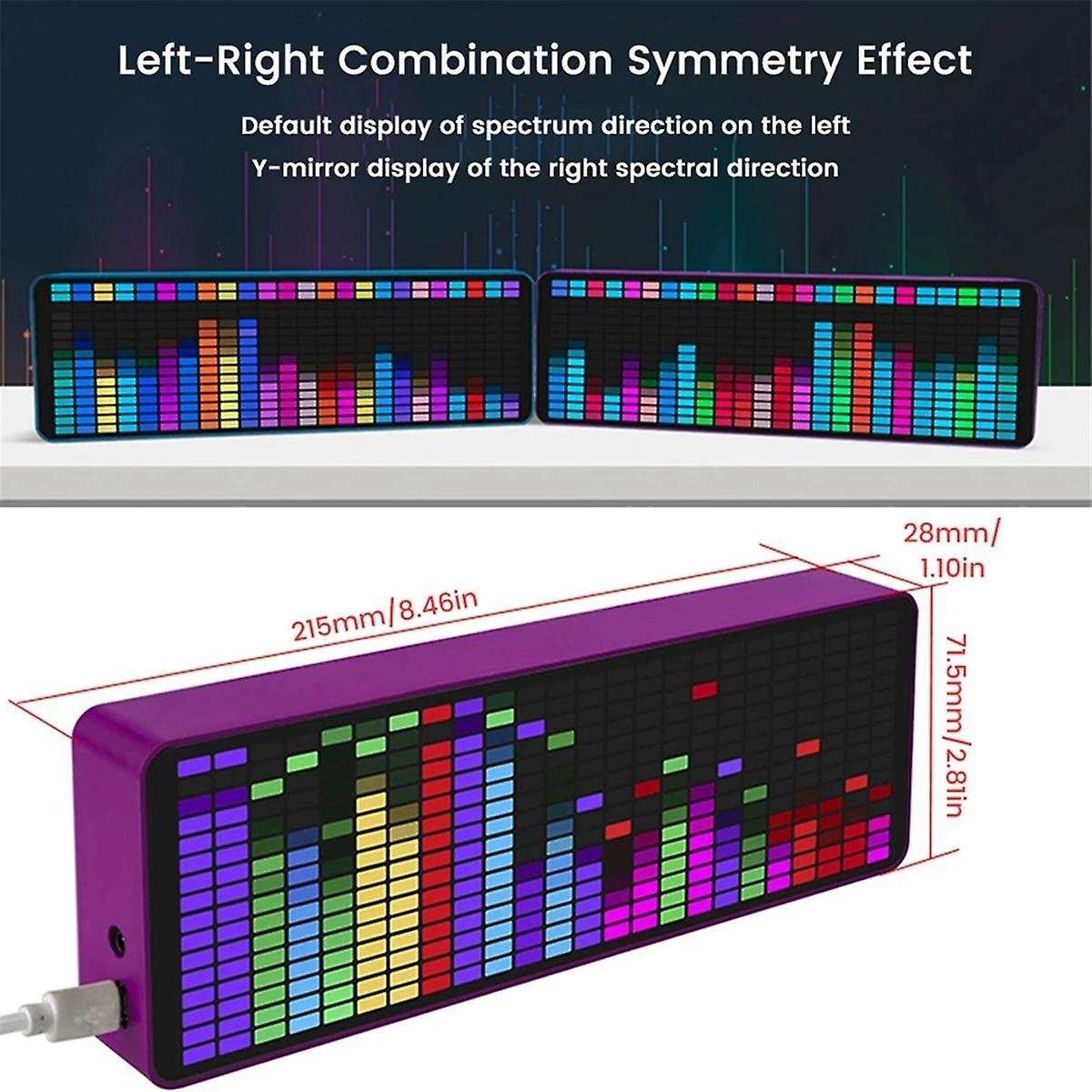 LED Music Spectrum Display RGB Light Colorful Spectrum Pickup Atmosphere Lamp Voice Control Level In