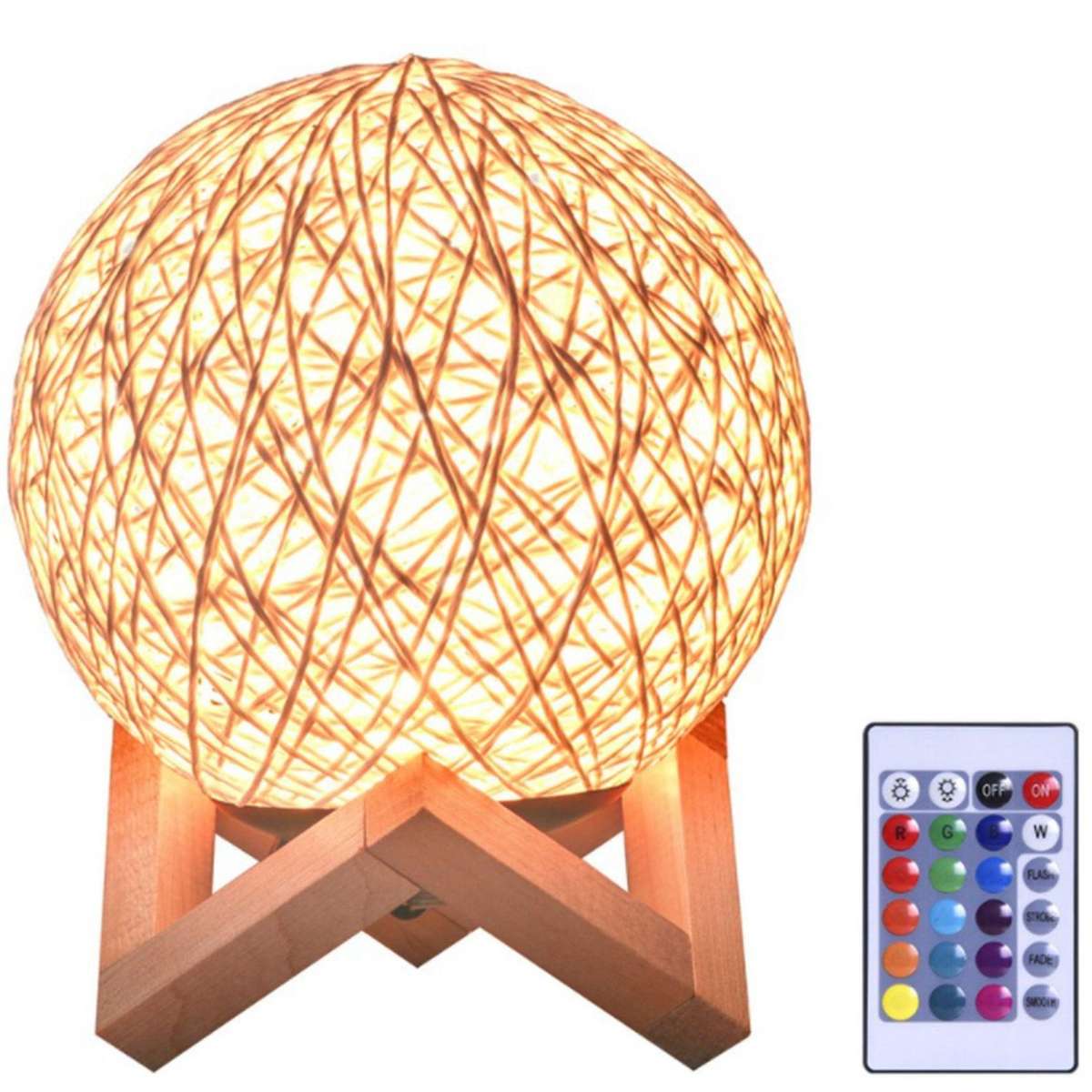 LED Rattan Ball Fix Dimmable 3D Light Night Lamp Moon Starlight Table Lamp Bedroom Lampu Tidur Lampu