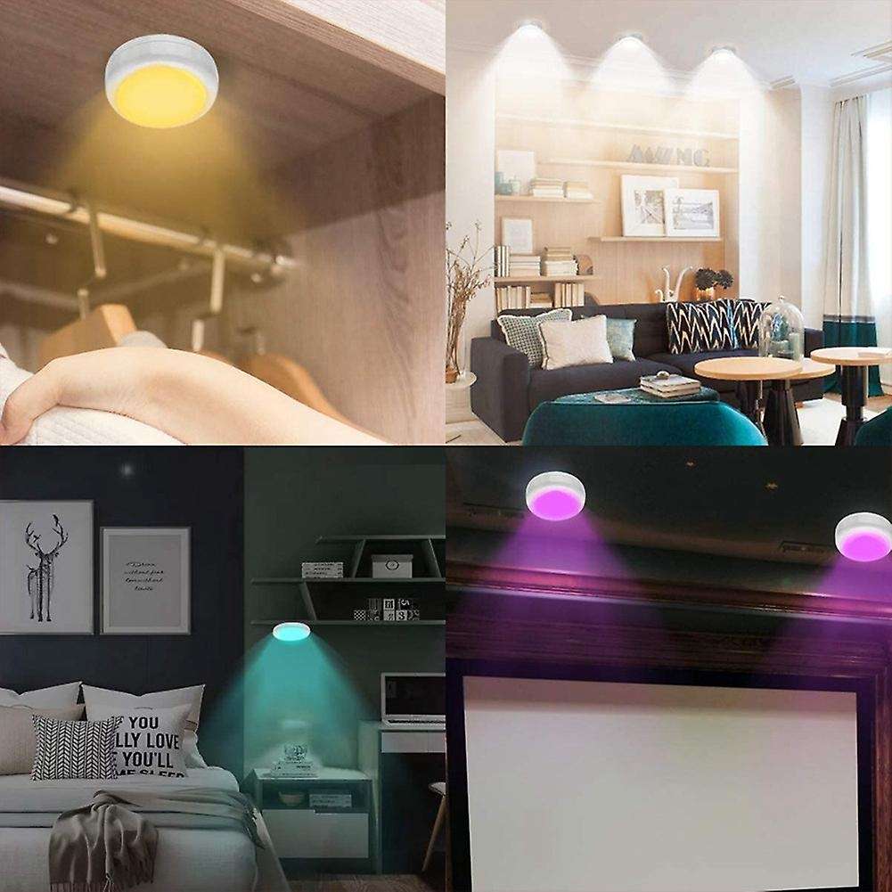 LED Puck Light Wireless Remote Control Dimmable Battery Operated Contact Sensor Night Lamp for Room