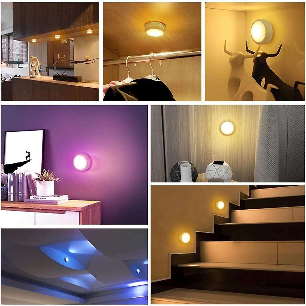 LED Puck Light Wireless Remote Control Dimmable Battery Operated Contact Sensor Night Lamp for Room
