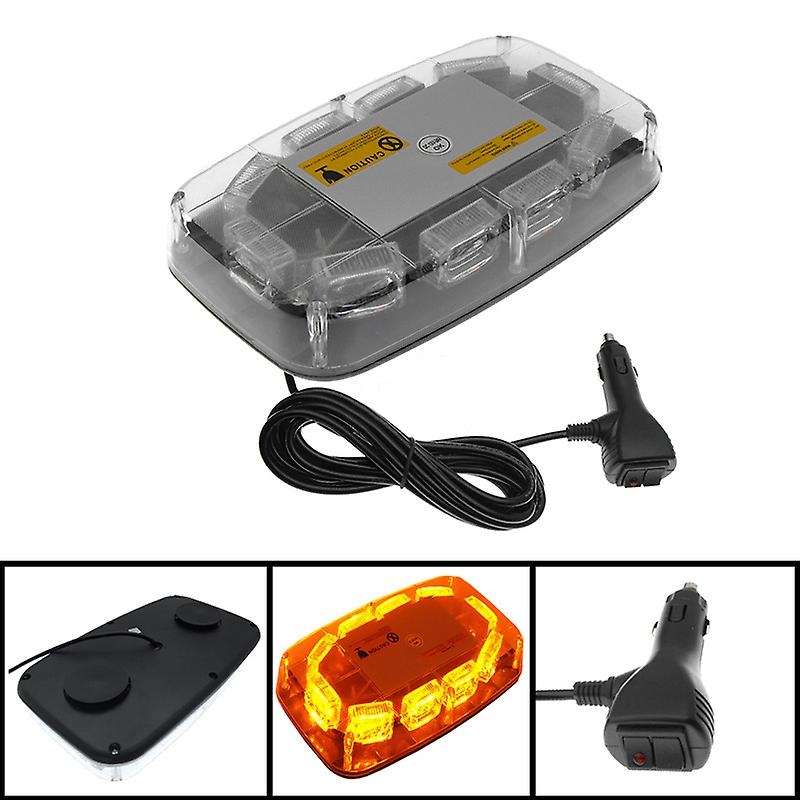 LED Strobe Light Bar Amber Lens Warning Hazard Flashing Lights Magnetic Mount for Emergency Construc
