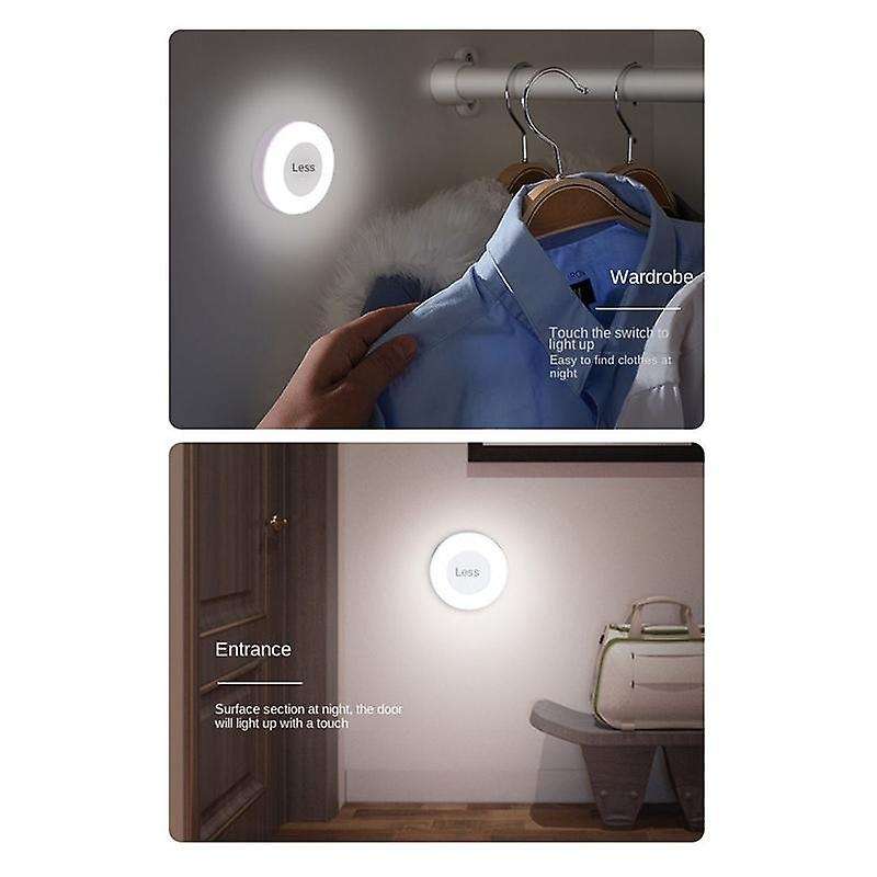 Led Touch Sensor Night Lights 3 Modes Magnetic Base Wall Light Usb Rechargeable Round Portable Dimm