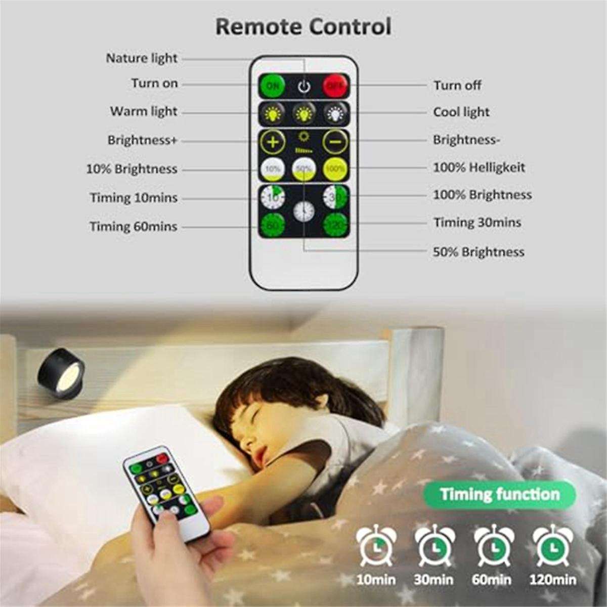 Led Wall Mounted Lights with Remote, Wall Sconces Lamp 3000mah Rechargeable Battery Operated White