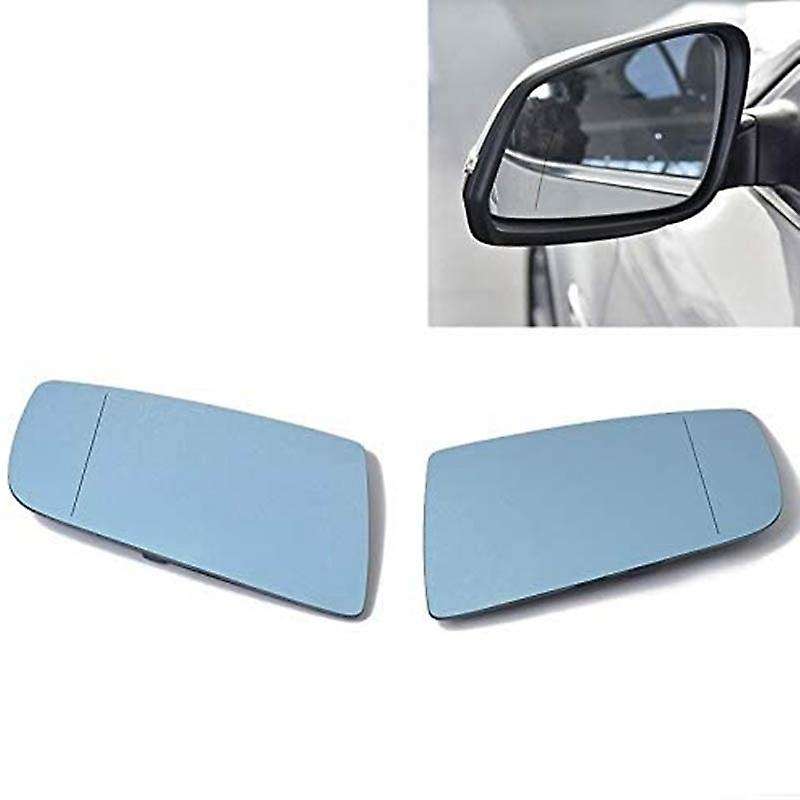 Left & Right Side Blue Heated Electric Wide Angle Wing Mirror Glass for- 5 E60 E61 2003 2004 2005 20