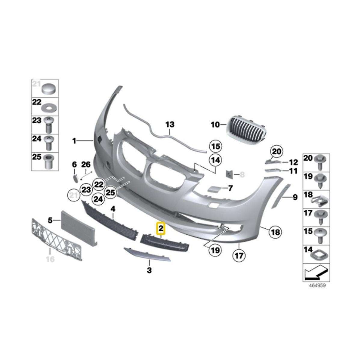 Left Front Bumper Lower Grille and Trim Strip for 3 Series X5 E92 E93 2006-2013 320 323 325 328i 33