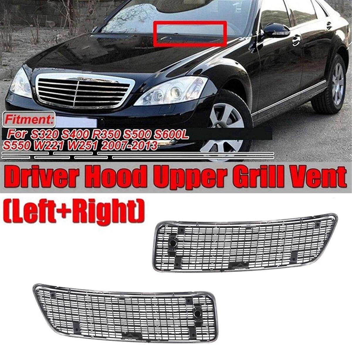 Left Front Hood Upper Grille Cover for W221 W251 2007-2013 A2218800305 Bonnet Grill Chrome Trim