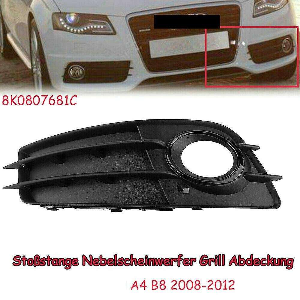 Left Side Matte Black Fog Light Grill Bumper for- A4 B8 S4 2008-2012 8K0807681C