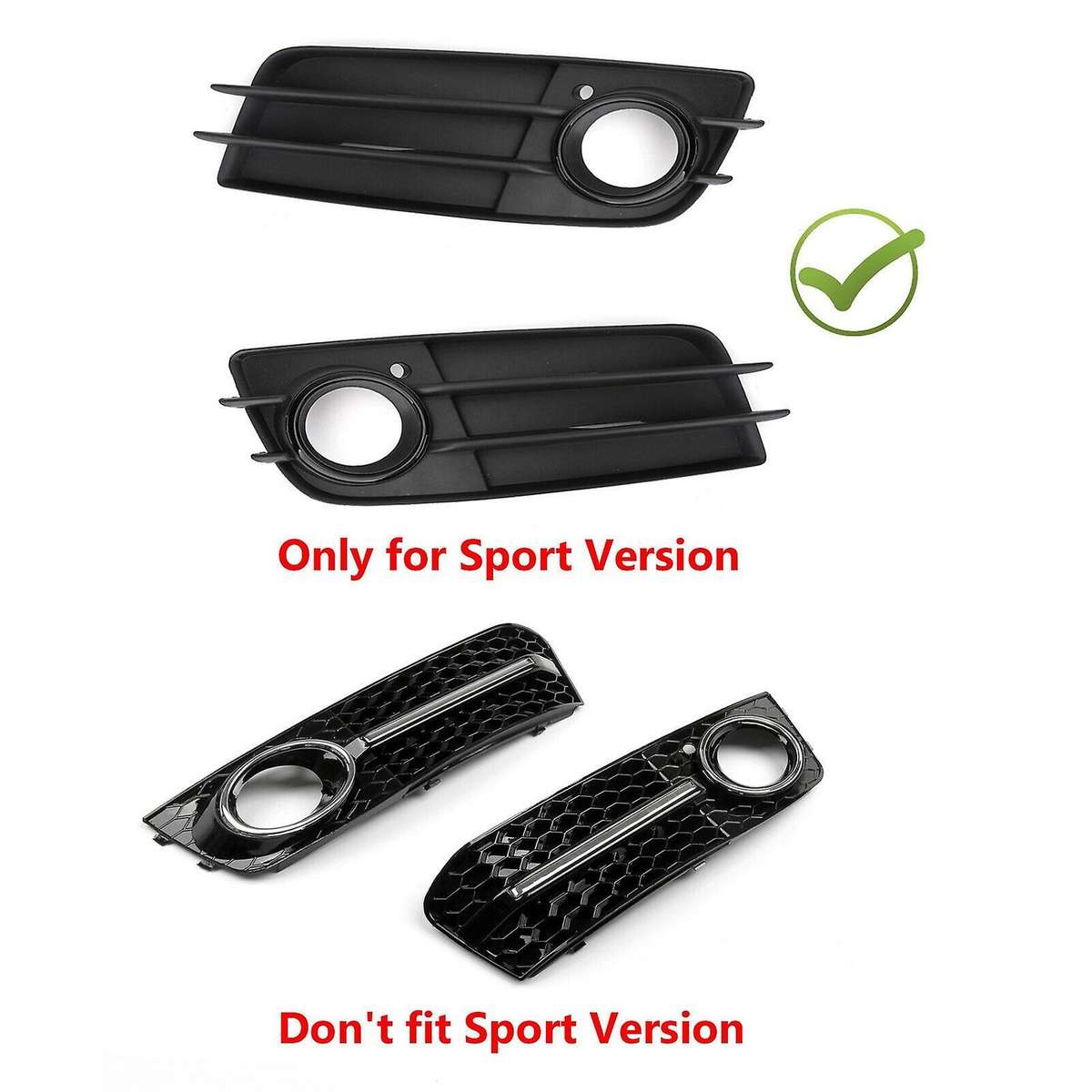 Left Side Matte Black Fog Light Grill Bumper for- A4 B8 S4 2008-2012 8K0807681C