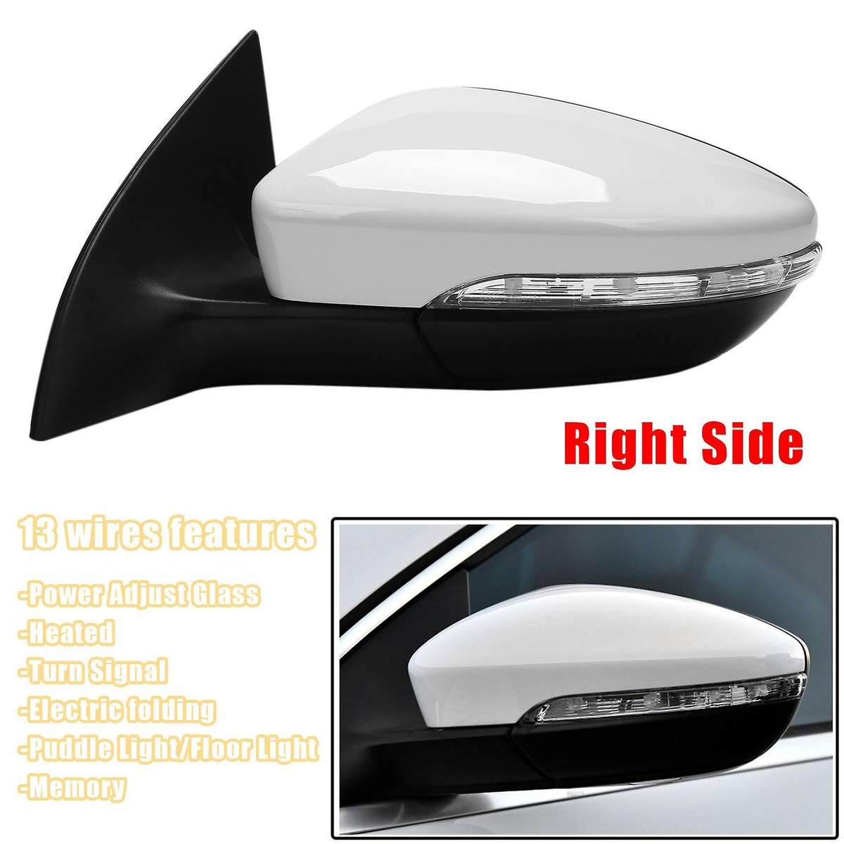 Left Side Rear View Mirror Assembly Power Heated Folding Memory Turn Signal 13 Wires for CC 2008-201