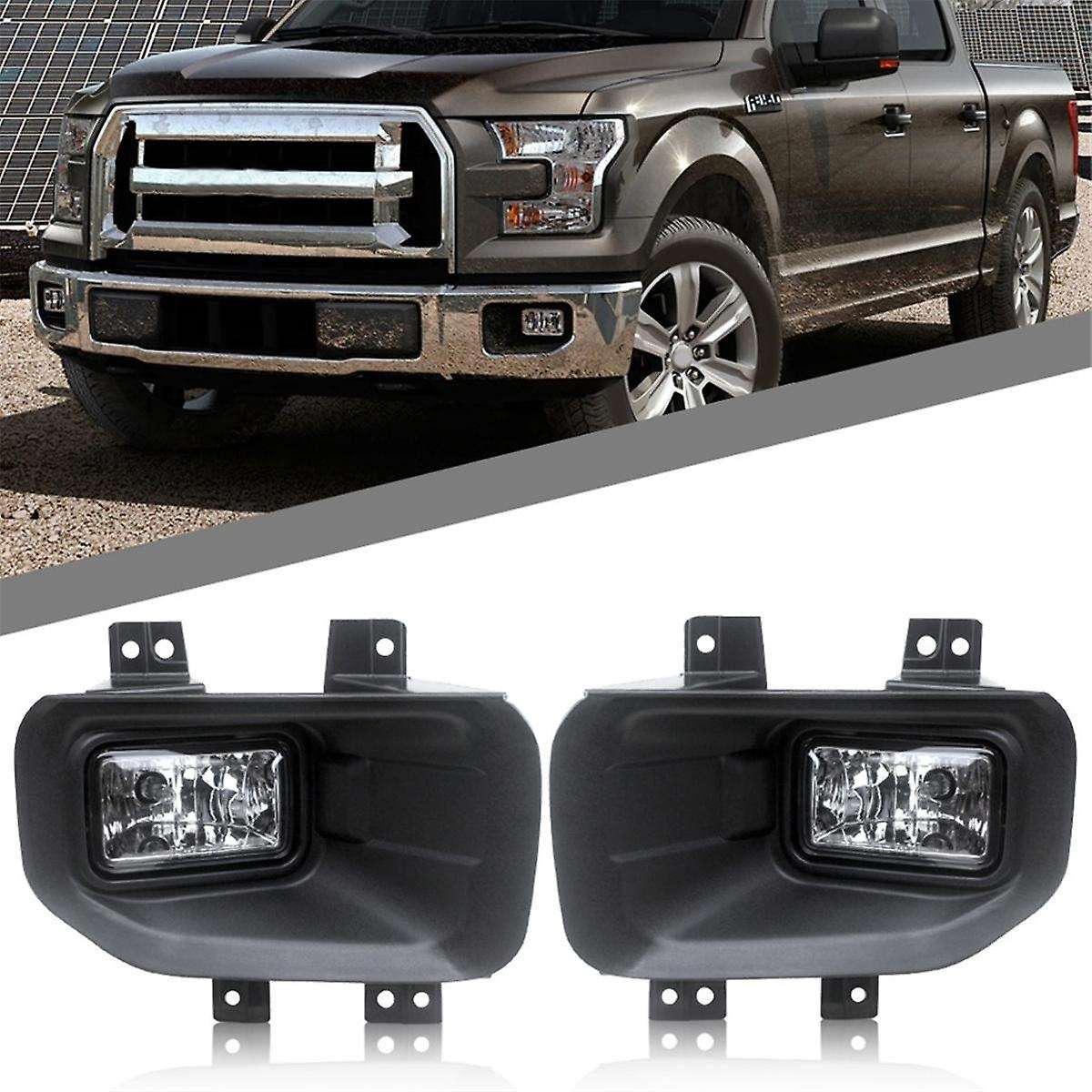 Left+Right Front Bumper Fog Lamp Assembly for 2015-2017 Halogen Daytime Running Lights