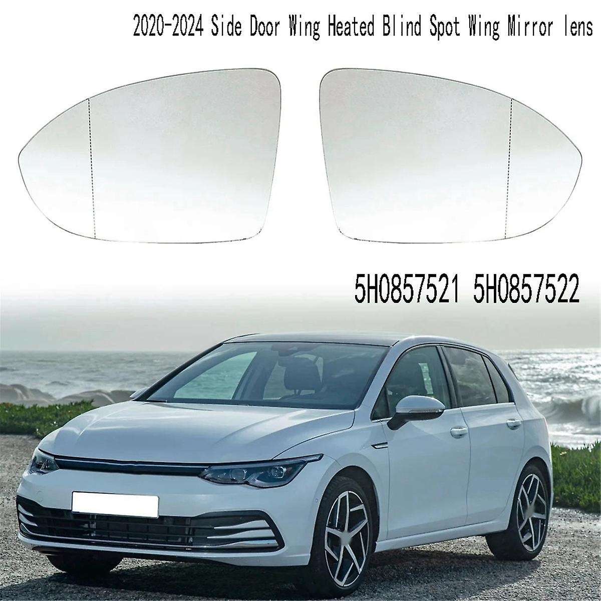 Left+Right Rear View Mirror Glass Side Door Wing Heated Blind Spot Wing Mirror Lens for Golf Mk8 202