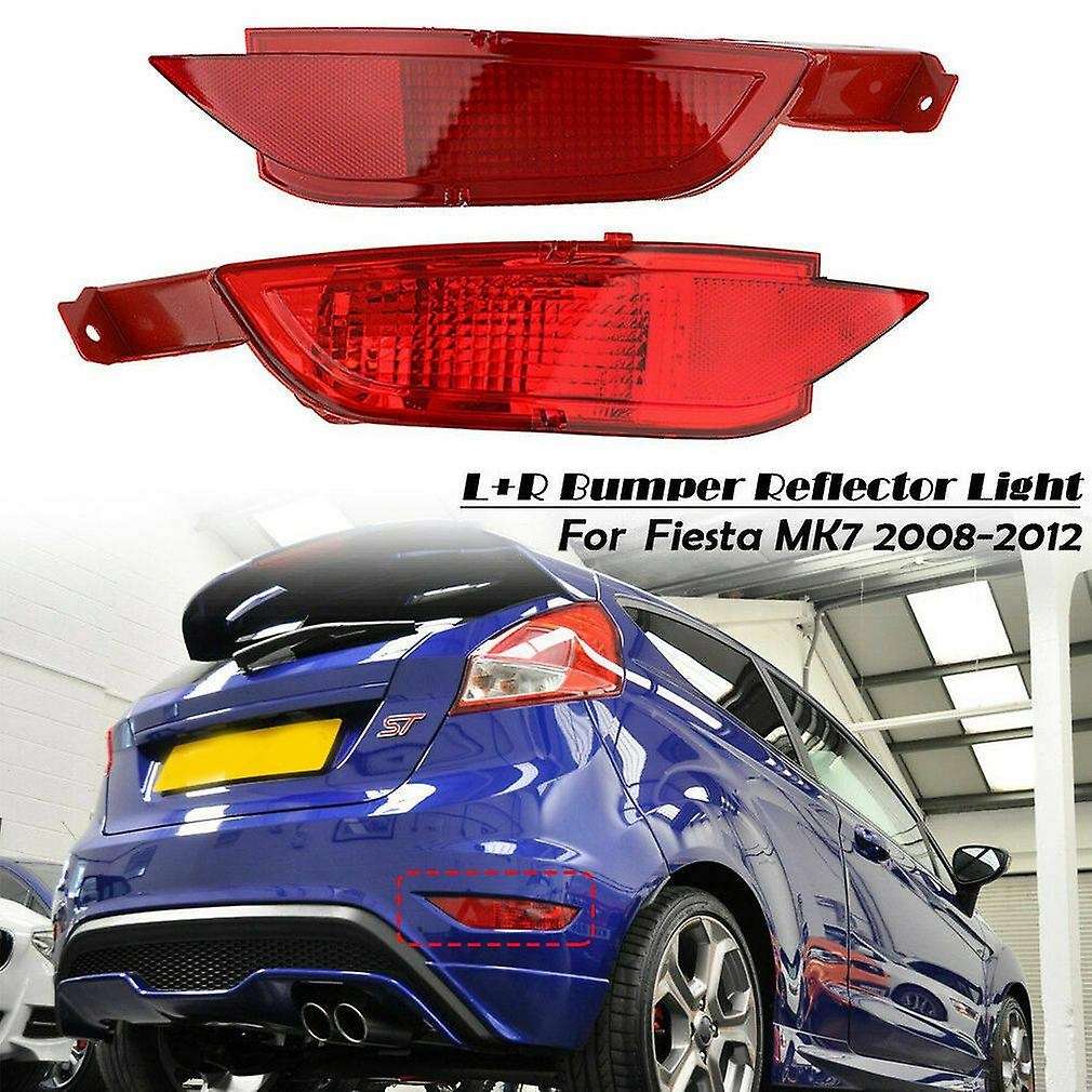 Left+Right Rear Bumper Reflector Light Fog Lamp for Fiesta Mk7 VII 2008- 2012 (Includes Bulb)