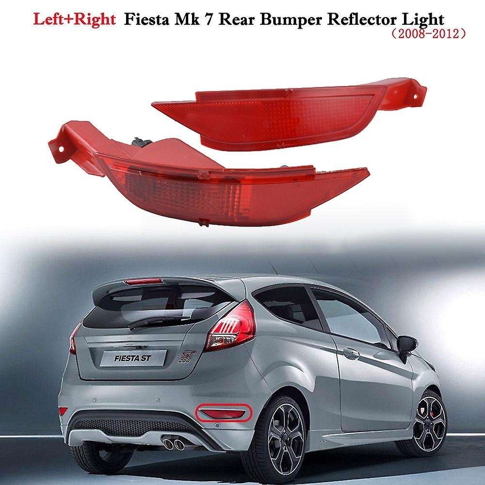 Left+Right Rear Bumper Reflector Light Fog Lamp for Fiesta Mk7 VII 2008- 2012 (Includes Bulb)