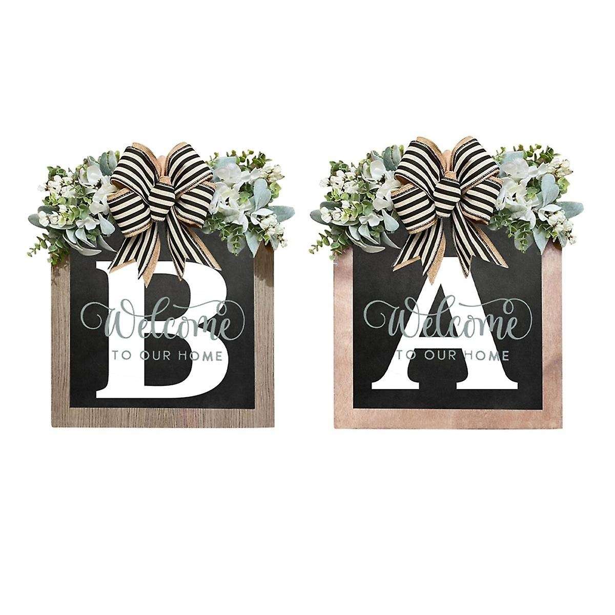 Letter Front Door Wreath Wooden Sign Pendant Welcome Sign Decoration Crafts Door Hanging