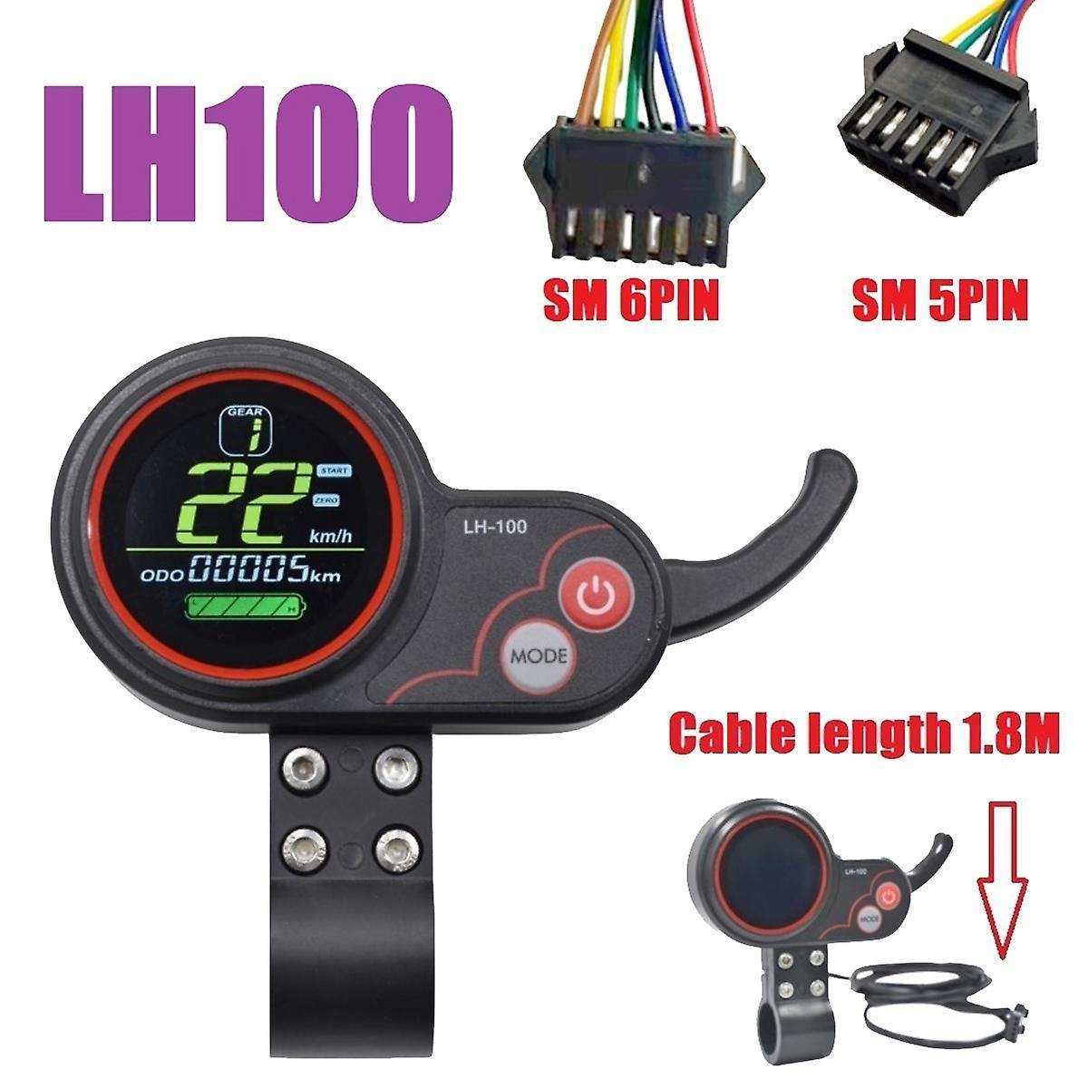 Lh100 Lcd Display Dashboard 24v-60v Throttle Meter for Electric Scooter/ebike Speedometer(sm Plug 6p