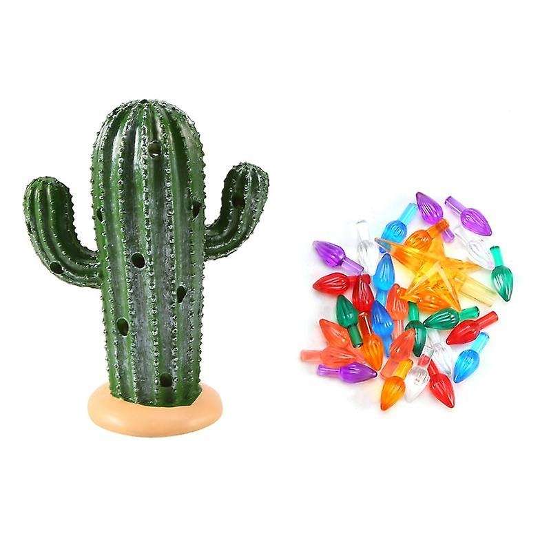 -lit Cactus with Lights, Vintage Cactus for Christmas Home Decor,green
