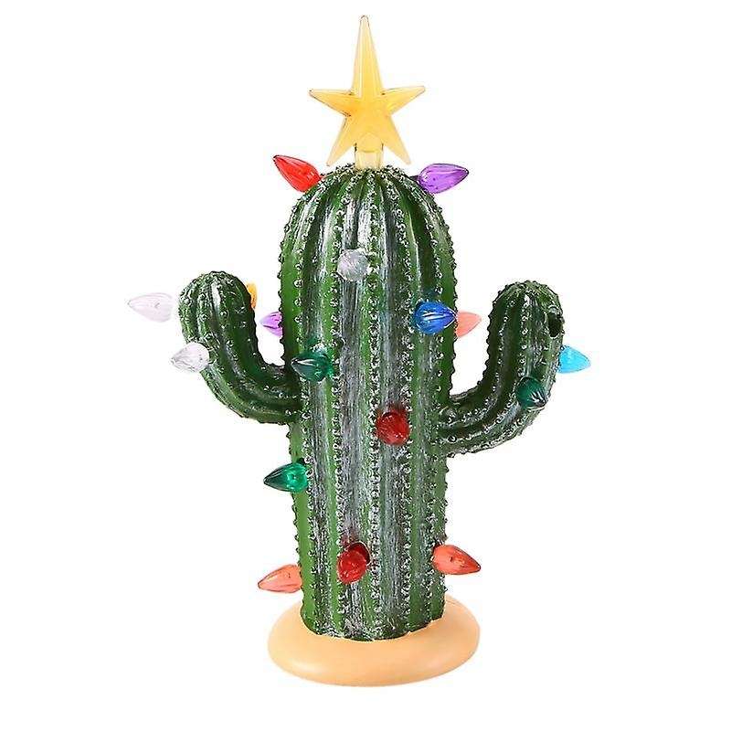 -lit Cactus with Lights, Vintage Cactus for Christmas Home Decor,green