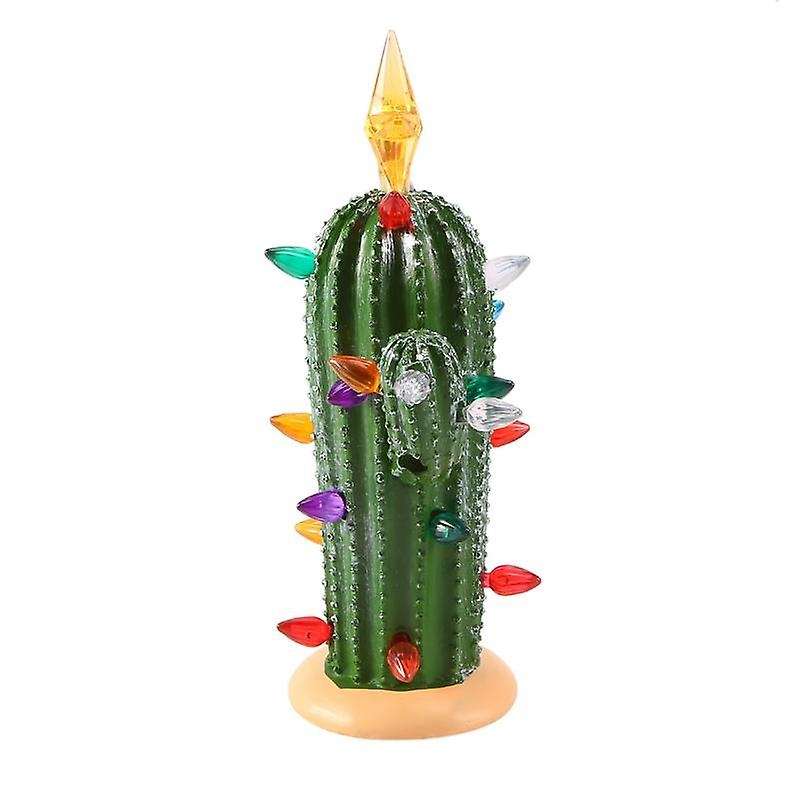-lit Cactus with Lights, Vintage Cactus for Christmas Home Decor,green