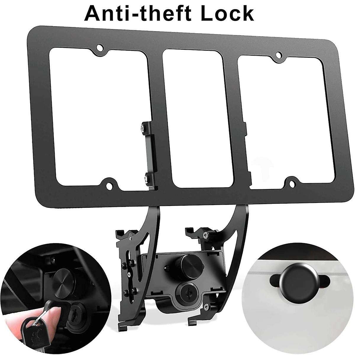 Lockable Front License Plate Holder for Model Y 2021-2024 Model 3 2021-2023, Anti-Theft Front Licen