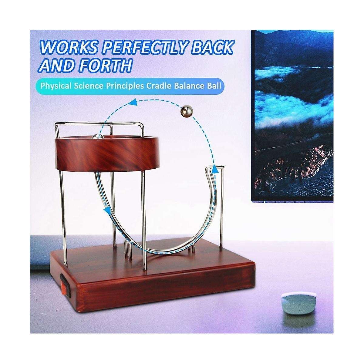 Machine Kinetic Art Motion Inertial Metal Automatic Jumping Table Toy Home Decor,wood