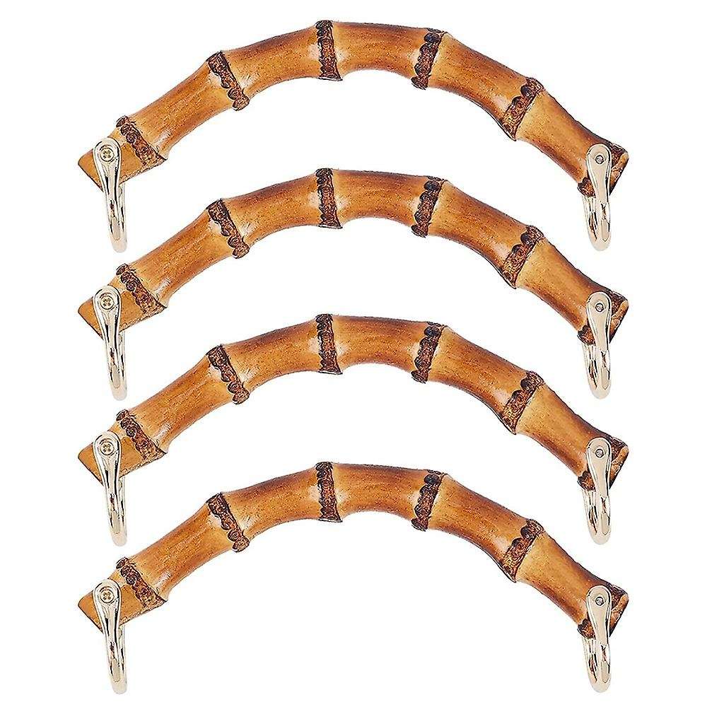 4pcs 185mm Bamboo Bag Handles Buckles Bags Strap Wooden