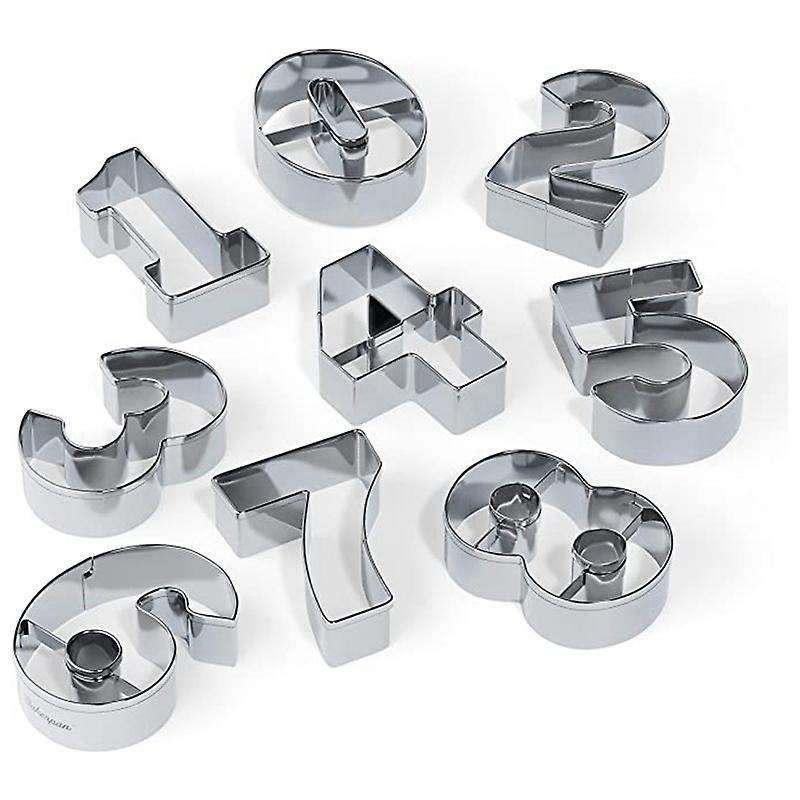 Stainless Steel Cookie Cutter Number Shapes Set with Dough Cutter