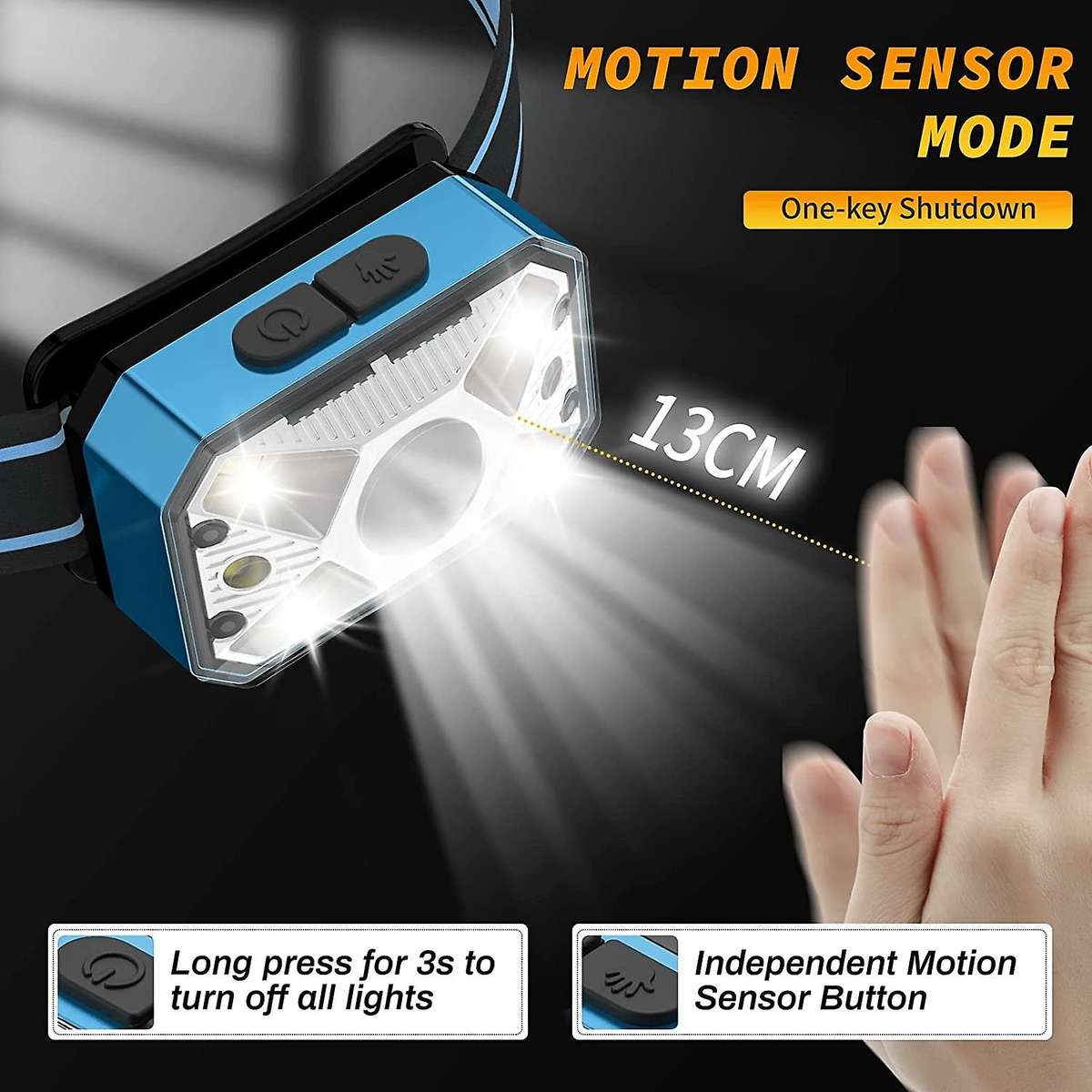 Led Outdoor Flashlight Adjustable Headband for Adults & Kids B