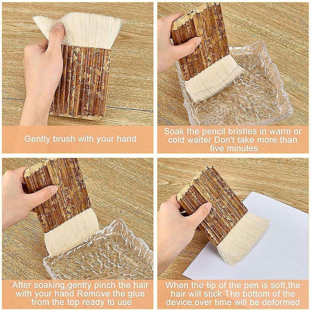 5 Size Hake Blender Brush, Bamboo Handle Brushes for Kiln Wash