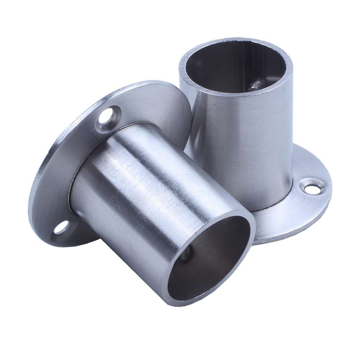 Wardrobe 25mm Tube Stainless Steel Rail Rod End Support Bracket 6pcs