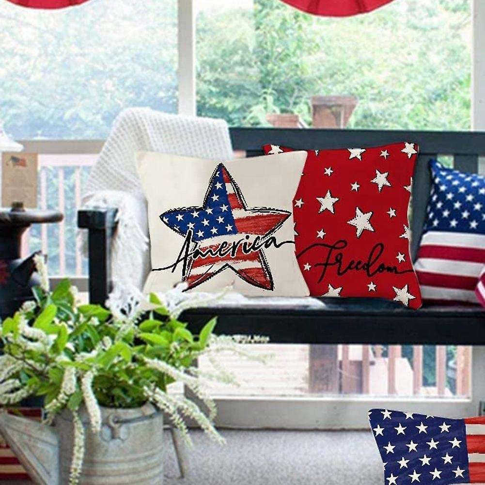 America Independence Day Decorations Farmhouse Throw Pillows Decor