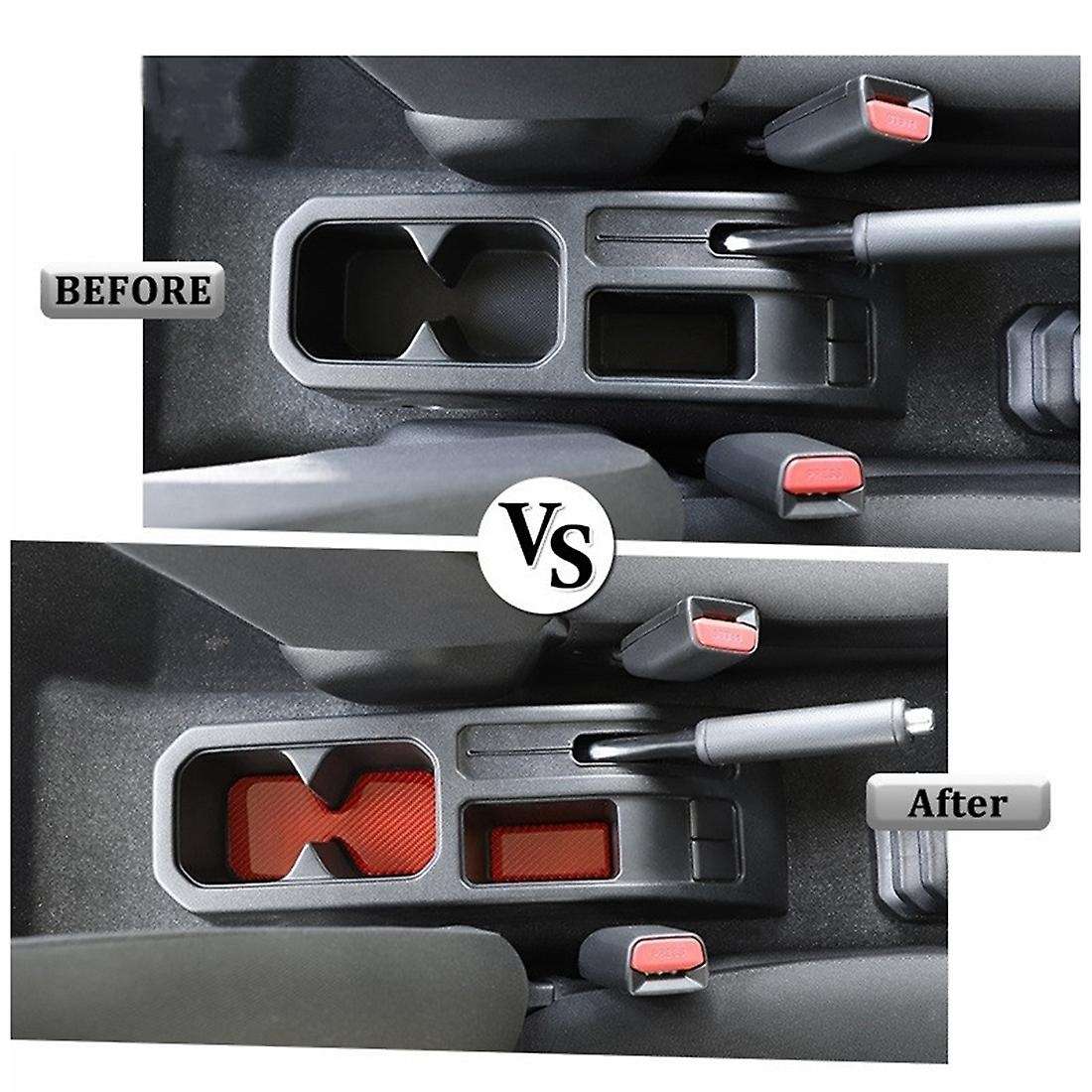 Car Cup Holder Mat Pad for Jimny Jb74 2019-2022 , Red Carbon Fiber