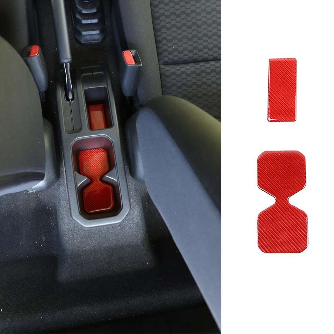 Car Cup Holder Mat Pad for Jimny Jb74 2019-2022 , Red Carbon Fiber