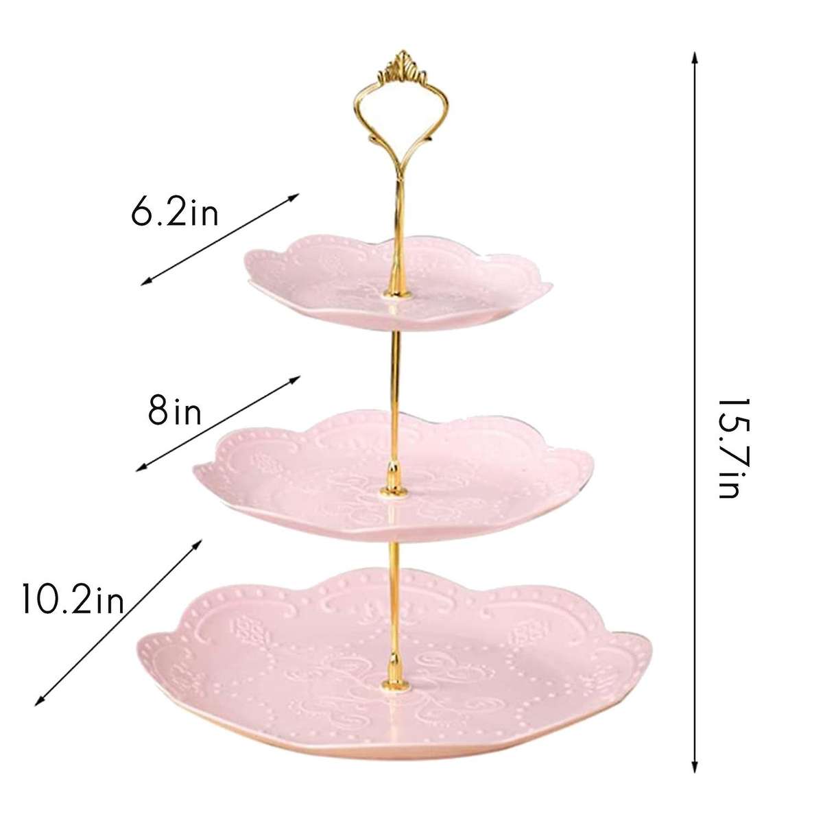 2 Pcs Round 3-tier White Stand Dessert Plates Stand for Family Party