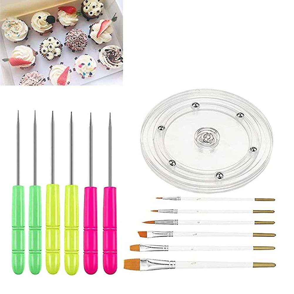 18 Pcs Cookie Decorating Kit Turntable Silicone Mats Cookie Brushes