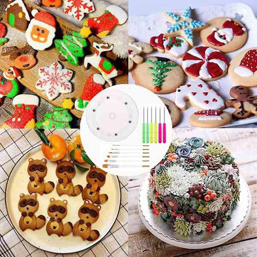 18 Pcs Cookie Decorating Kit Turntable Silicone Mats Cookie Brushes