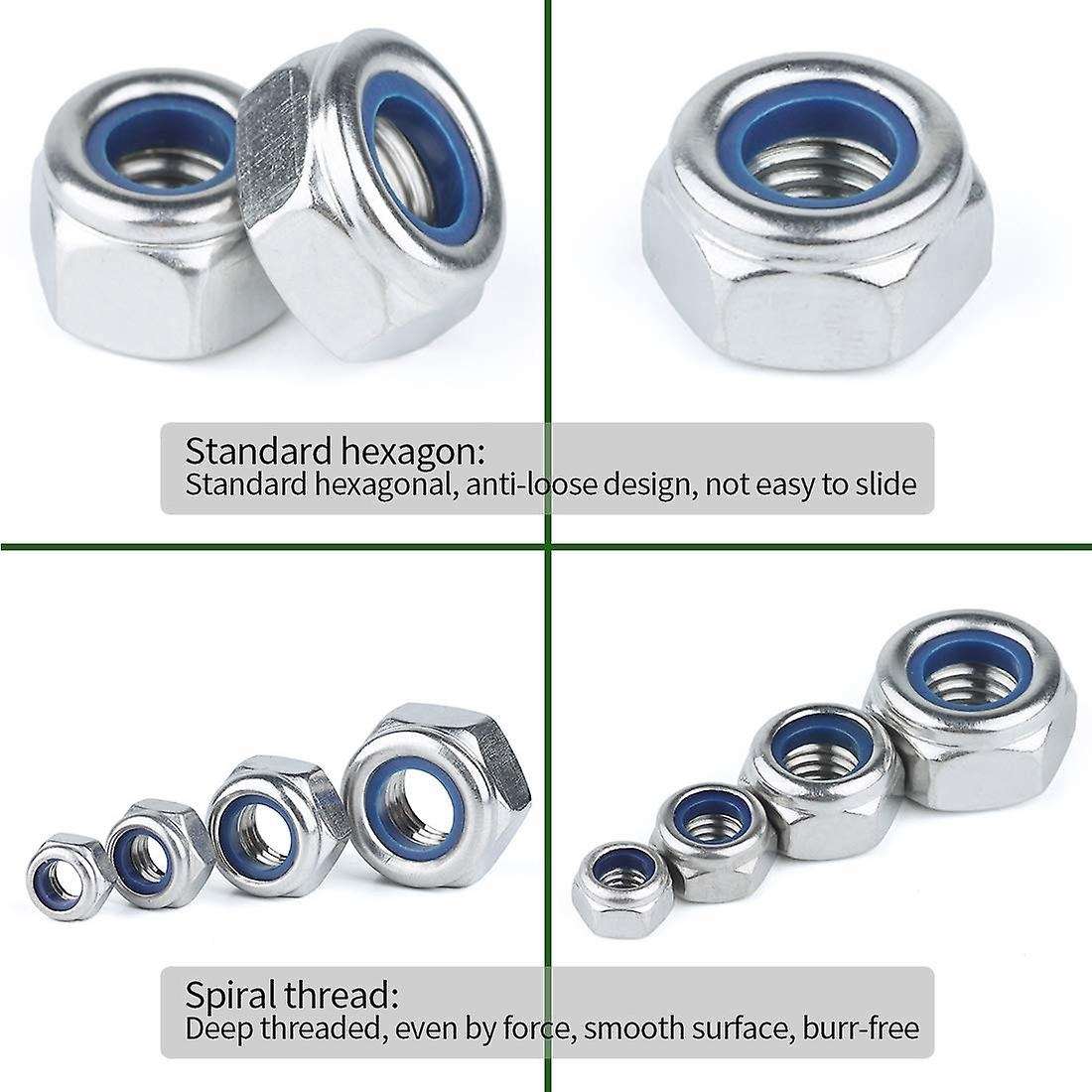 150pcs 304 Stainless Steel Lock Nut Nylon Insert M3 M4 M5 M6 M8 M10