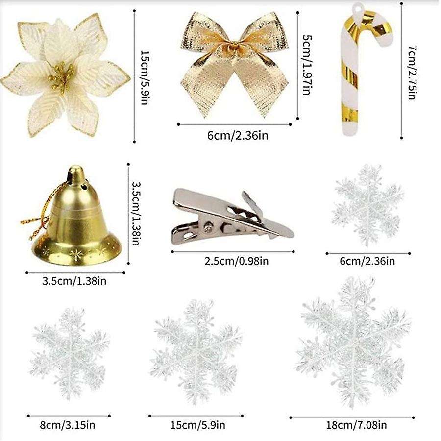 Gold Christmas Tree Ornaments Set for Xmas Wreaths Decorations A